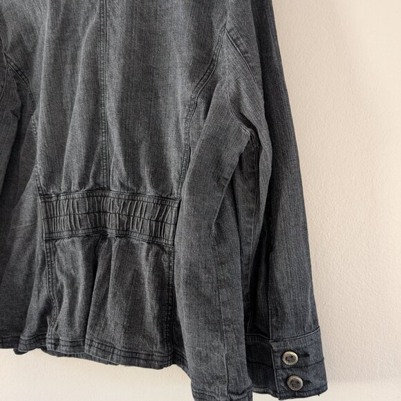 Vintage Rocawear Denim Jacket Faded Black Denim Distressed Full Zip Collar 2X - Picture 12 of 16